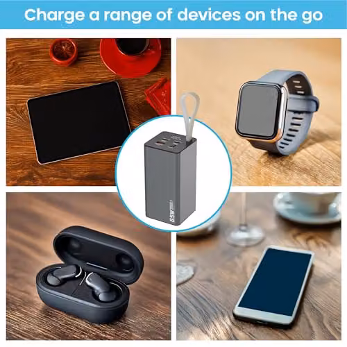 Maplin 30,000mAh Power Bank with 65W PD Fast Charging and 3 Outputs (2x USB-C and 1x USB-A) in Grey – 3