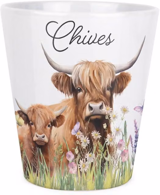 Purely Home Highland Cow and Calf Small Ceramic Plant Pot in Brown and Multicolour