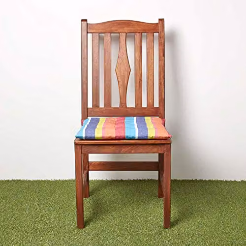 Homescapes Set of 4 Multicolour Striped Cotton Seat Pads, W/D/H: 40 x 40 x 6.5 cm – 3