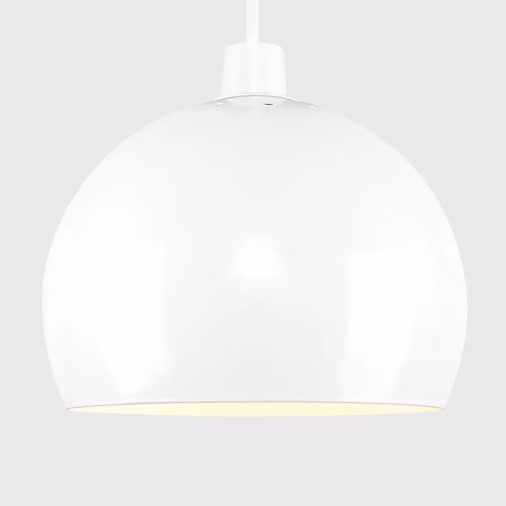 ValueLights Set of 2 Mini Retro Gloss White Arco Style Dome Ceiling Pendant Light Shades, Width: 20 cm – 2