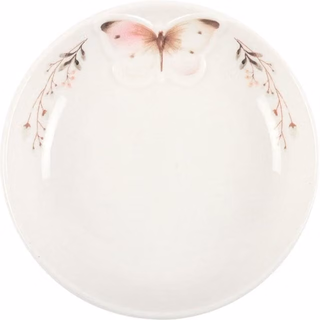 Something Different Ceramic 3D Butterfly Trinket Dish Plate in White, Grey and Yellow