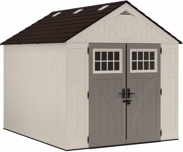 Suncast Grey Garden Shed with Floor and Shelving, W: 255 cm, H: 262 cm – 1