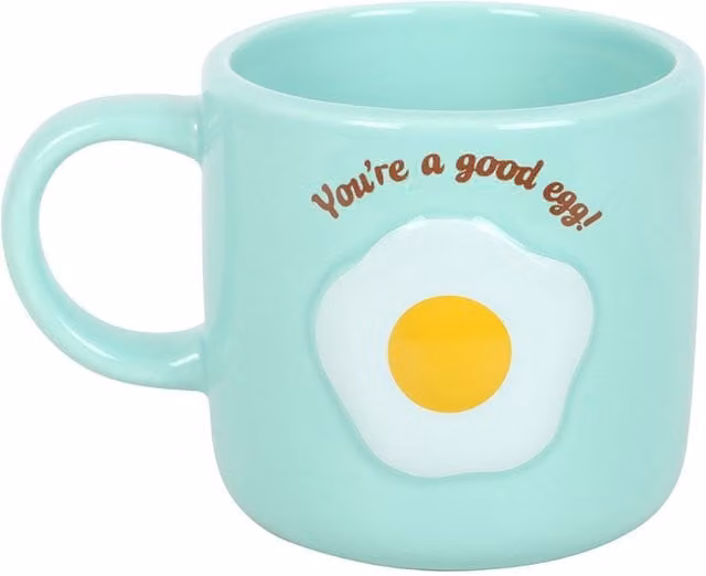 Something Different You're A Good Egg Ceramic Mug, 420ml, Green/Yellow/White