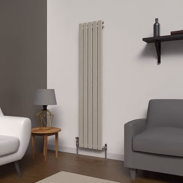 Lux Heat Flat Coloured Vertical Radiator in Dune Grey, H 160 cm x W 35 cm