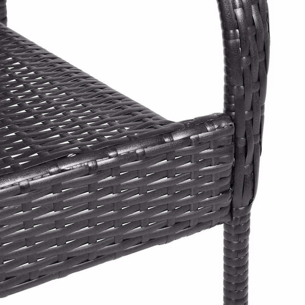 Berkfield Home Set of 2 Stackable Modern Outdoor Garden Chairs in Black Poly Rattan and Steel – 7