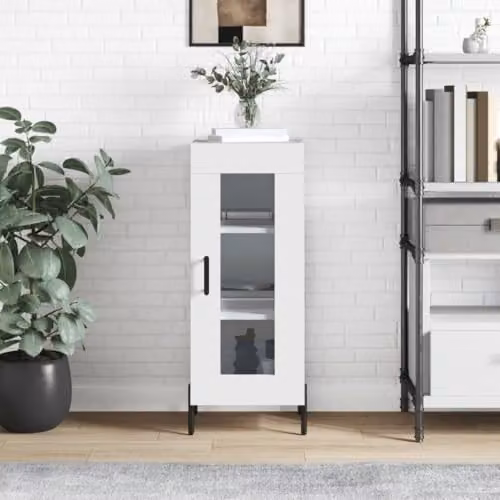 vidaXL Modern High Gloss White Sideboard in Engineered Wood W/D/H: 34.5 x 34.5 x 90 cm – 2