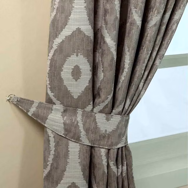 Homescapes Ikat Jacquard Curtain Tie Back Pair in Light Grey and Silver