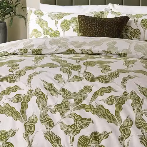 Riva Home Reversible Green Floral Cotton Blend Duvet Cover Set – 2