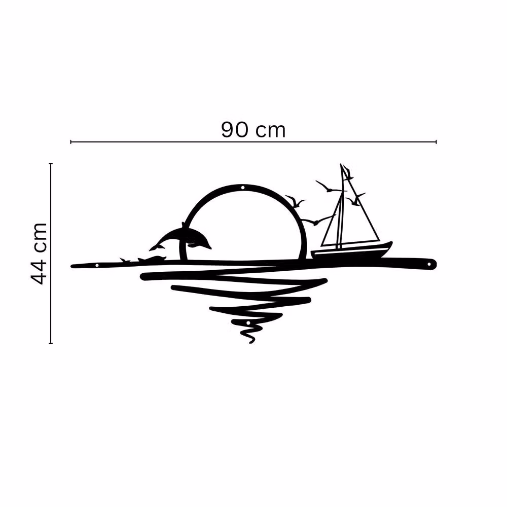Decortie Sunrise Modern Metal Line Art Wall Decor, Black, W: 90 cm, H: 44 cm – 2