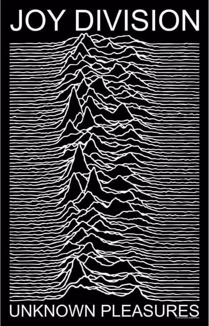 Joy Division Unknown Pleasures Abstract Typography Textile Wall Poster in Black and White