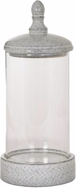 KDMD Sona Large White Hurricane Lantern with Lid and Glass Pillar Candle Display