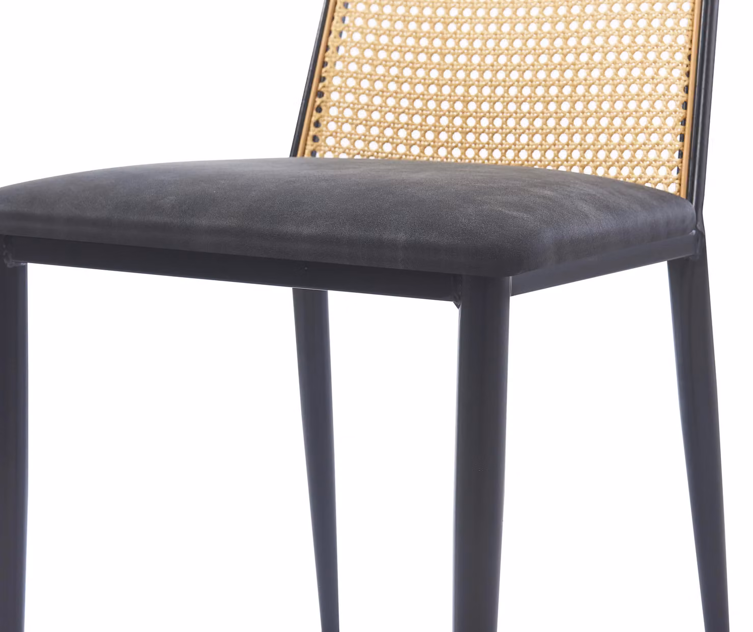 Nordlys Set of 2 Industrial Black Metal and Rattan Dining Chairs – 3