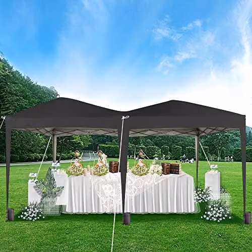 MCC Direct Pop-up Gazebo with Wind Bars and Weight Bags, Black, W: 300 cm, D: 300 cm, H: 240 cm