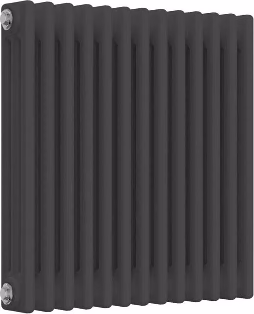 Bathroom Kingdom Colona Anthracite 3 Column Horizontal Traditional Radiator, Grey, W/H: 600 x 605 mm