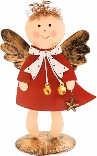 Netagon Red Metal and Glass Angel Tabletop Christmas Ornament