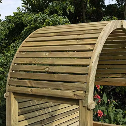 Rowlinsons Modena Garden Arbour in Natural Wood, W: 134 cm, D: 80 cm, H: 199 cm – 6