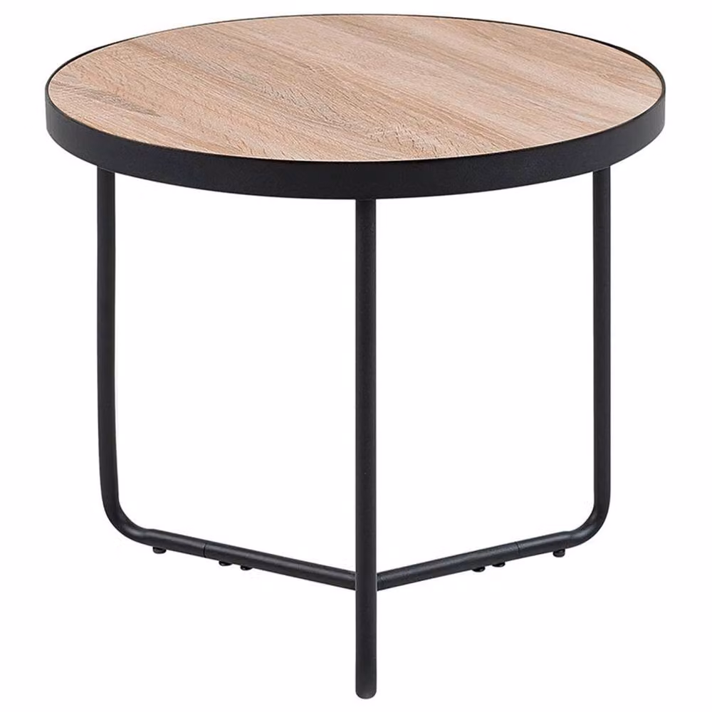 Wyld and Coco Round Coffee Table with Walnut-Style Top and Matte Black Legs, Brown and Black, Diameter: 127 cm x Height: 106.7 cm – 2