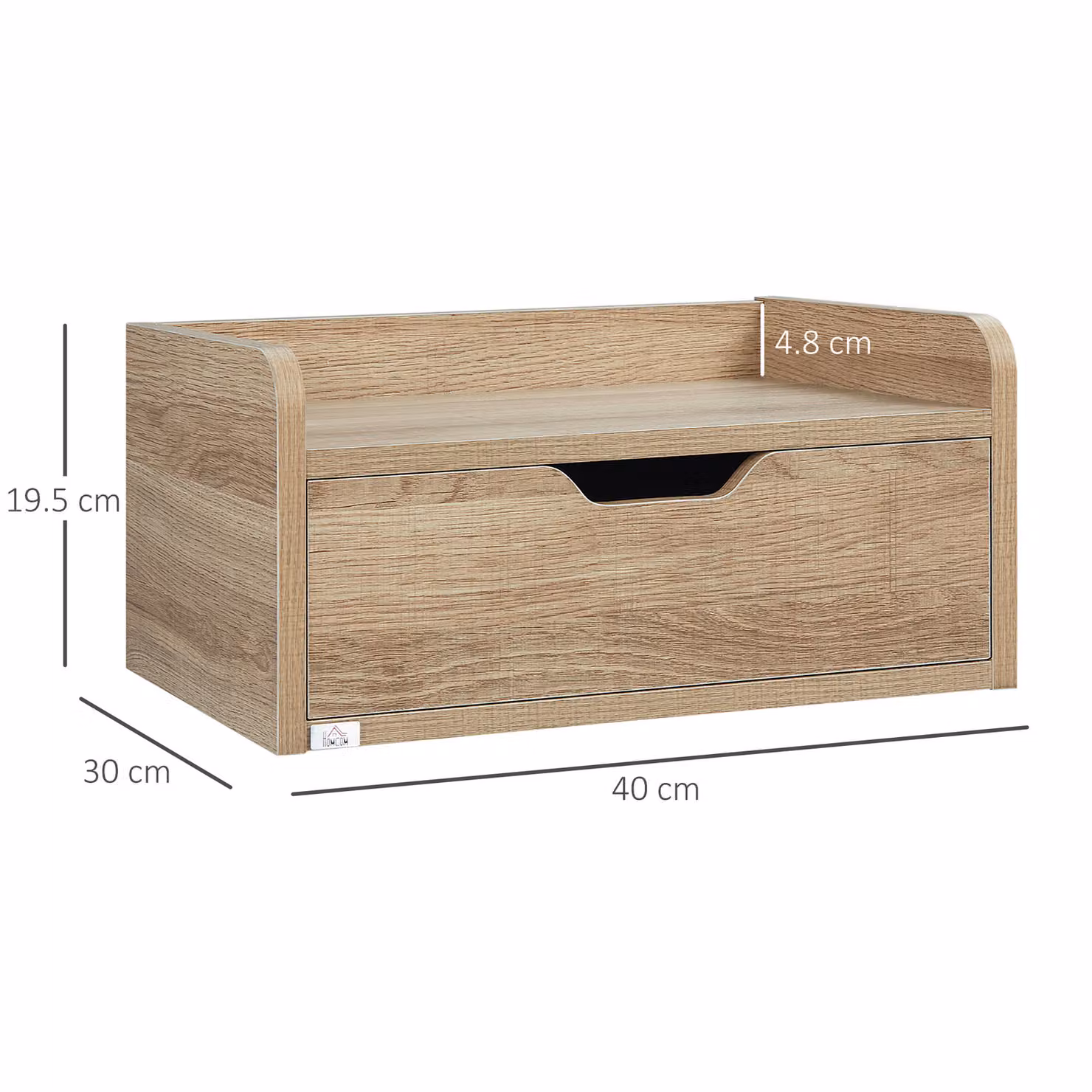 HOMCOM Modern Floating Bedside Cabinet with Drawer in Brown – 2