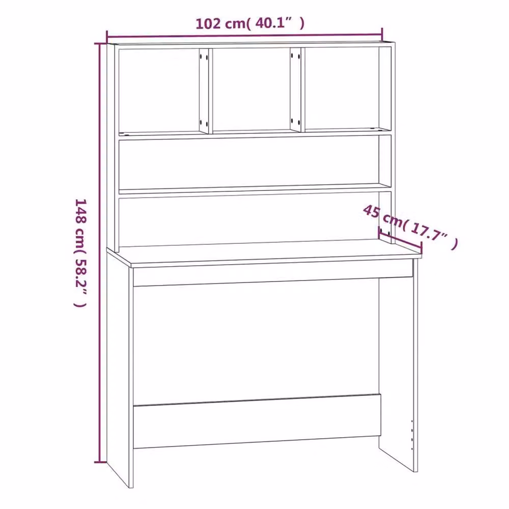 EONLION White Desk with Shelves W/D/H: 102 x 45 x 148 cm – 2