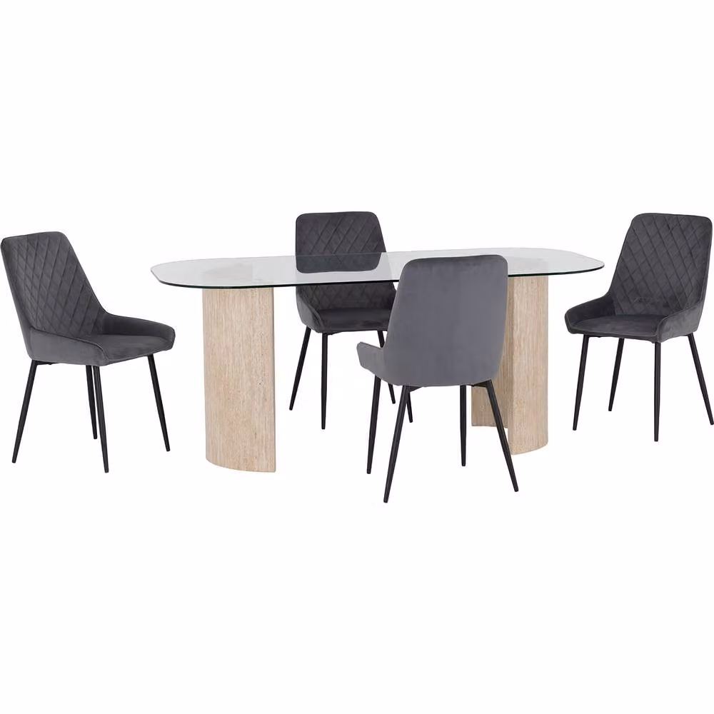 Seconique Modena Dining Set with Grey Avery Chairs and Oval Glass Table – 2