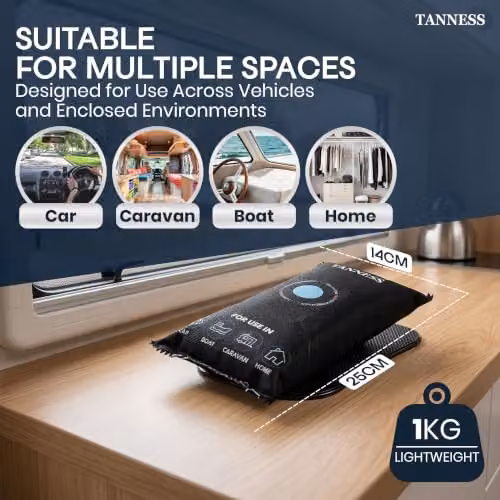 Tanness Reusable Car Dehumidifier Bags with Anti-Slip Pads, 4 Pack, 1kg, Black – 6