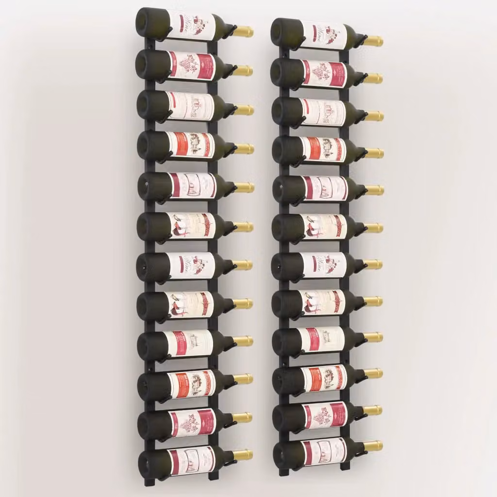 Berkfield Home Wall Mounted Wine Racks for 12 Bottles, Set of 2, Black Matt Metal – 3