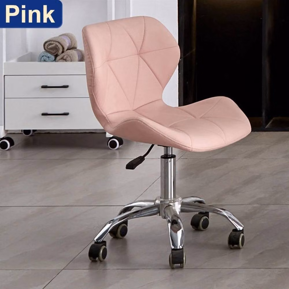 FLAVORA Pink Modern Upholstered Task Chair for Home Office or Bedroom with 360 Degree Swivel and Armrests – 3