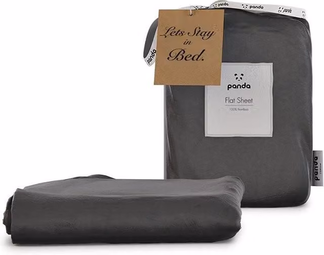 Panda London Organic Bamboo Viscose Flat Sheet, Urban Grey, Super King