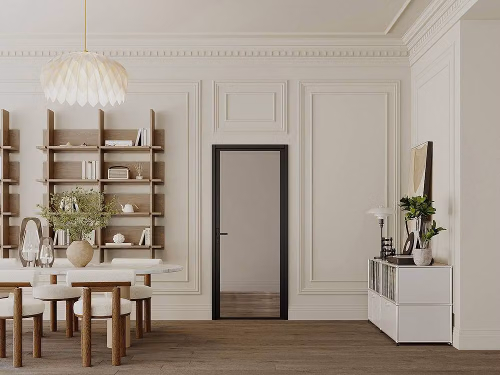 Loxton Reversible Door Unit in Black Aluminum and Smoked Tempered Glass, H: 204 cm x W: 73 cm – 2