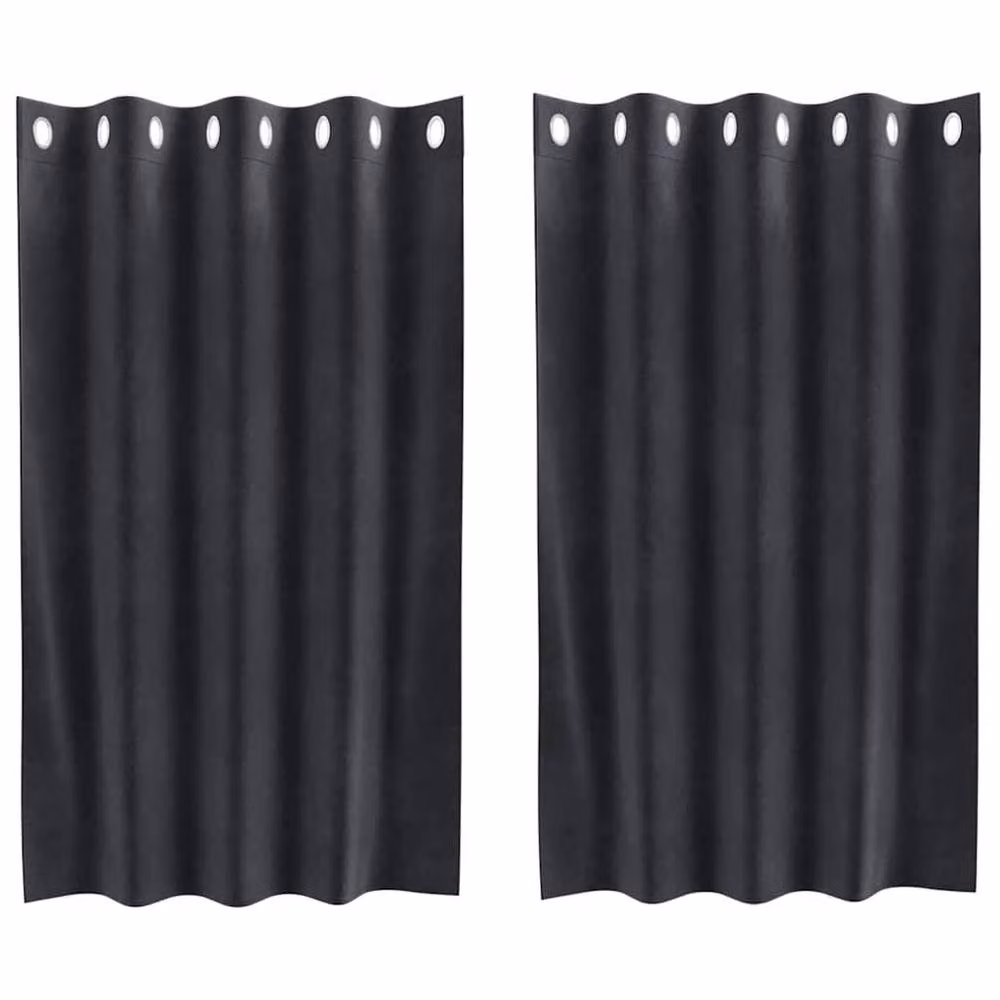 Berkfield Home Dark Grey Velvet Blackout Curtains with Eyelets, 2 Pack – 3