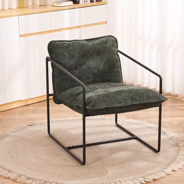 Seconique Tivoli Green Fabric Accent Chair with Armrests and Metal Frame