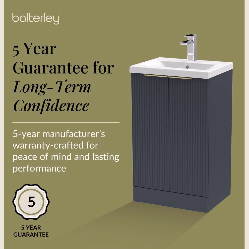 Balterley Fluted Front 2 Soft Close Door Vanity Basin Unit, Dark Grey, W: 50 cm, H: 85 cm – 5
