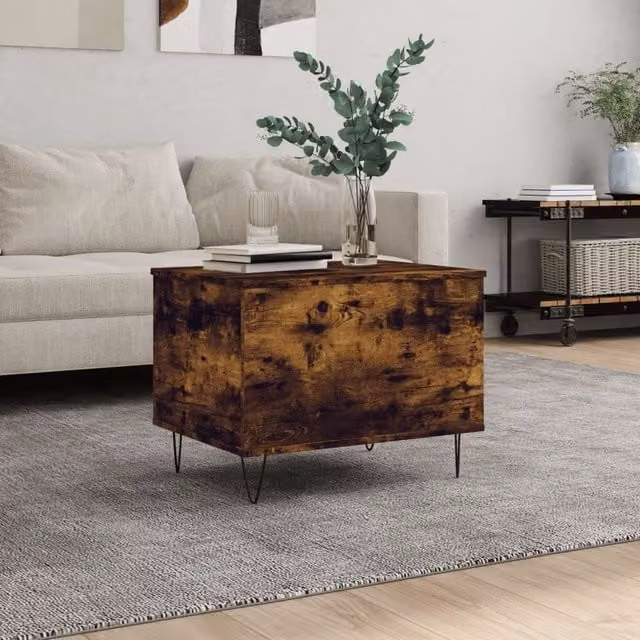 Berkfield Home Smoked Oak Coffee Table in Brown with Lift Mechanism, W: 60 cm, D: 44.5 cm, H: 45 cm