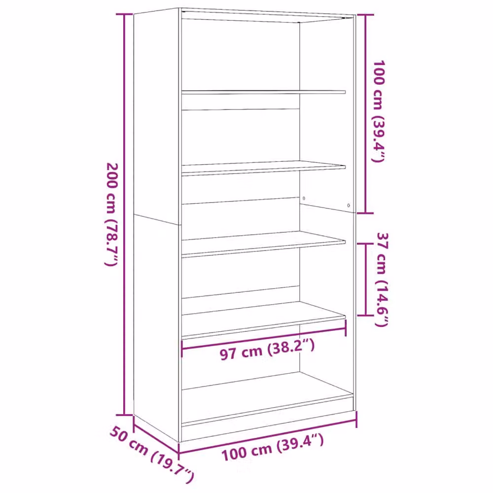Berkfield Home Modern Concrete Grey Wardrobe in MDF, W/D/H: 100 x 50 x 200 cm – 3