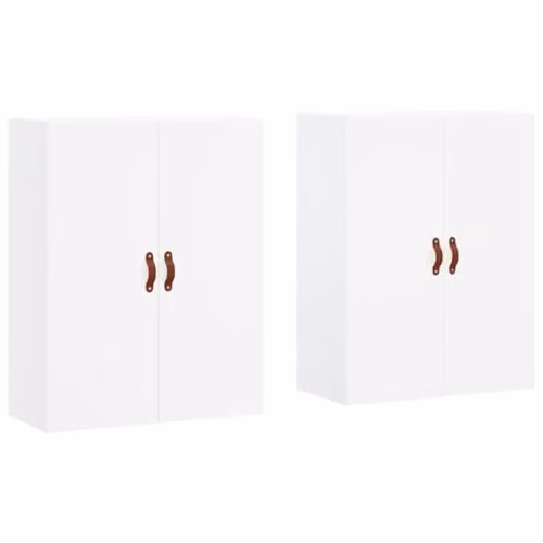 vidaXL Set of 2 White Wall Mounted Cabinets with Hinged Doors, W/D/H: 69.5 x 34 x 90 cm