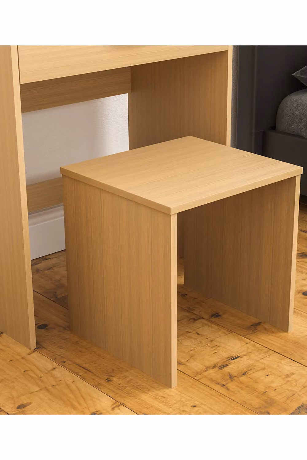 Vida Designs Isla Dressing Table Set with Built-in Mirror and Stool in Brown – 4