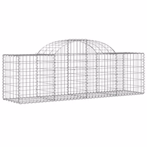 vidaXL Set of 8 Arched Gabion Baskets in Silver Galvanised Steel, W: 200 cm, D: 50 cm, H: 60-80 cm – 1
