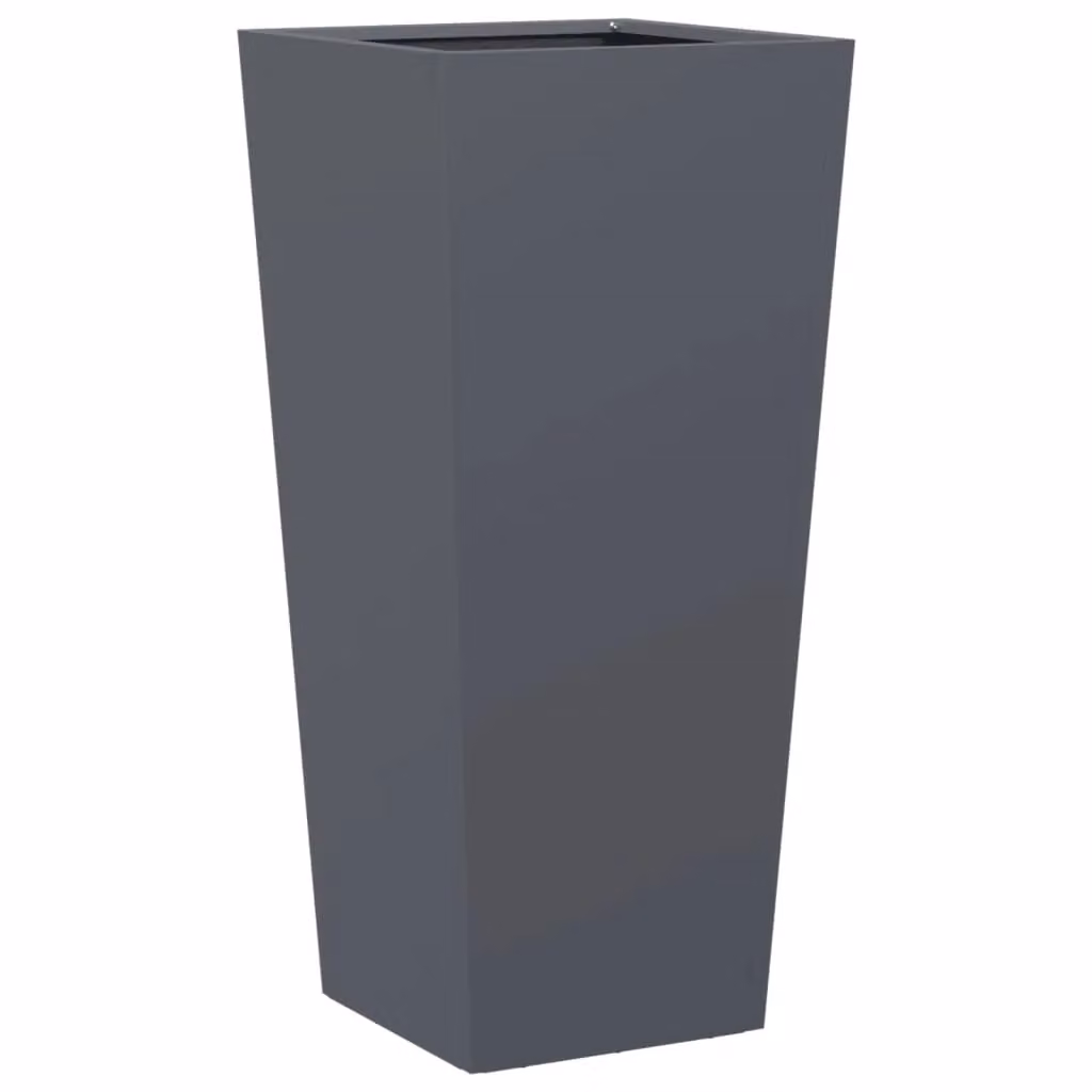 Berkfield Home Steel Garden Planter Tub in Anthracite and Black, W/D/H: 35 x 35 x 75 cm – 2