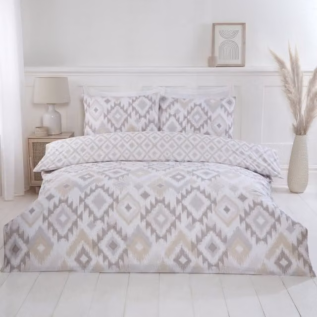 Rapport Home Ikat Bohemian Reversible Polycotton Duvet Set and Pillowcase, Multi-colour, W/D/H: 135 x 200 cm and 50 x 75 cm