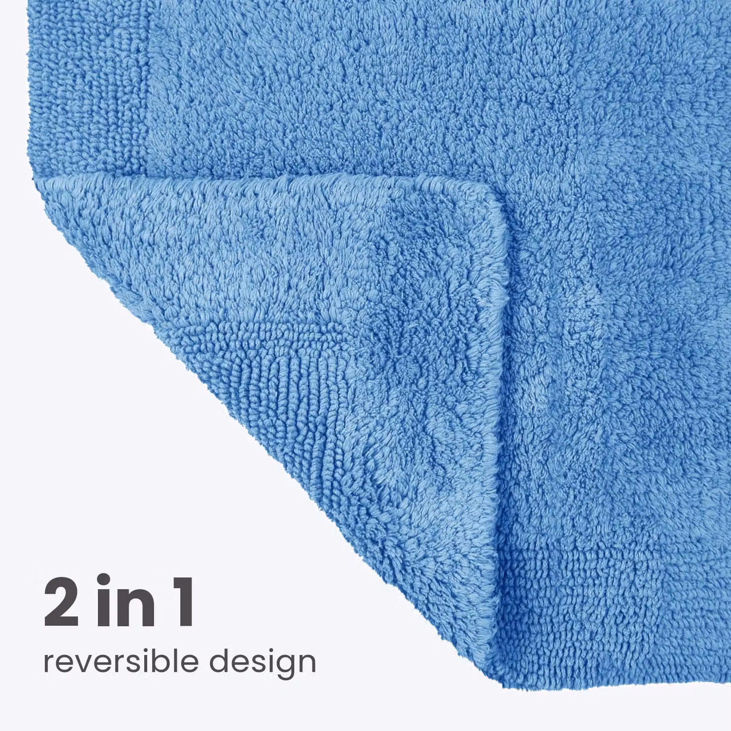 Allure Bath Fashions Elegance Reversible Heavyweight Cotton Pedestal Mat in Cornish Blue, W/D/H: 55 x 55 x 1.5 cm – 3