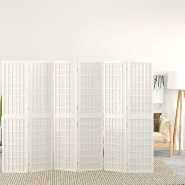 Berkfield Home Japanese Style 6-Panel Folding Room Divider, White, W/H: 240 x 170 cm