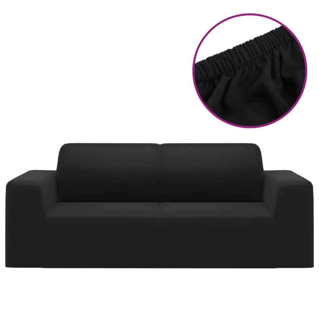 Berkfield Home 2-Seater Stretch Sofa Slipcover in Black Polyester Jersey – 2