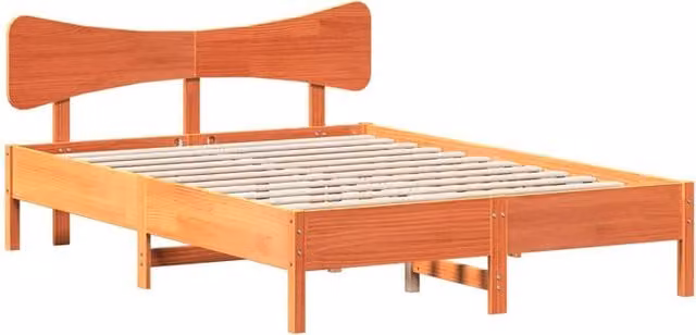 Berkfield Home Small Double Solid Wood Pine Bed Frame in Wax Brown, W/D/H: 120 x 200 cm – 1