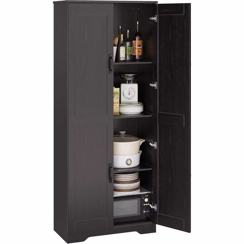 VOGREX Black Matt Freestanding Tall Kitchen Cupboard with Hinged Doors, W/D/H: 30 x 60 x 152 cm – 2