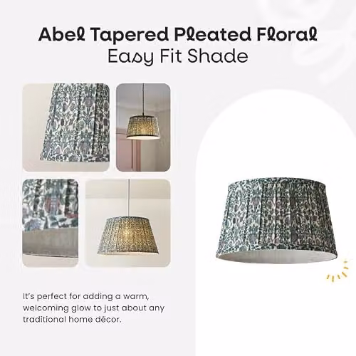 ValueLights Abel Large Green and Multicolour Floral Pleated Tapered Ceiling Light Lamp Shade and Bulb, Shade Width: 45 cm – 2
