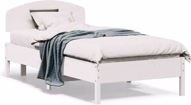 Berkfield Home Small Single Solid Wood Pine Bed Frame, White, W: 75 cm, L: 190 cm – 1