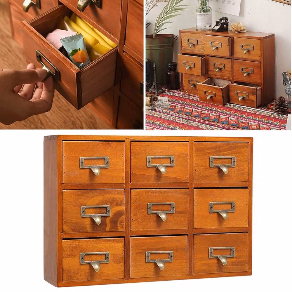 EONLION Small Wooden Chest of Drawers Mini Storage Cabinet in Brown – 5