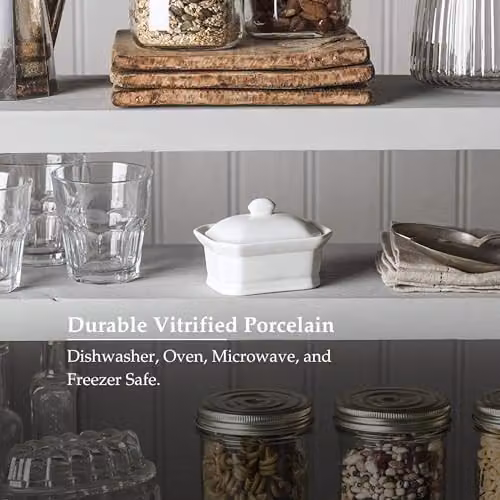 WM Bartleet & Sons 1750 Porcelain Butter and Terrine Dish with Lid, White, W/D/H: 11 x 8 x 7 cm – 5