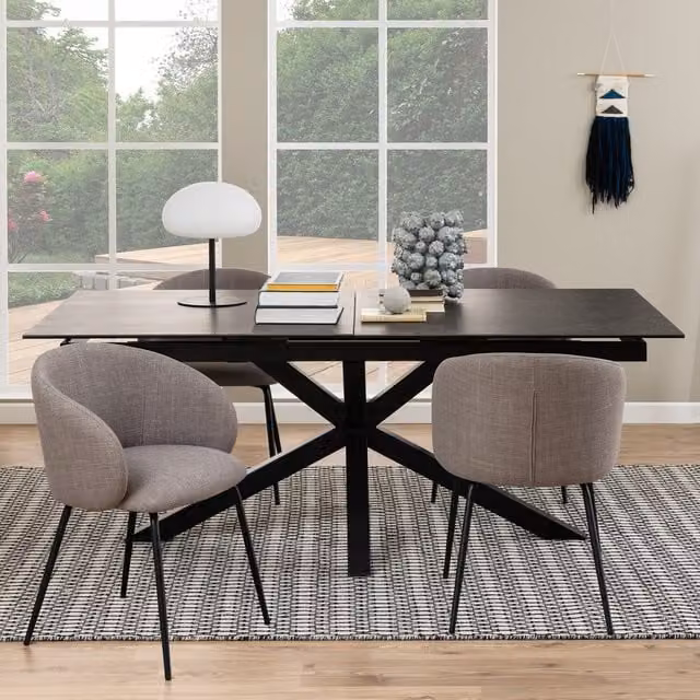 Furniture To Go Heaven Extendable Rectangular Dining Table in Black