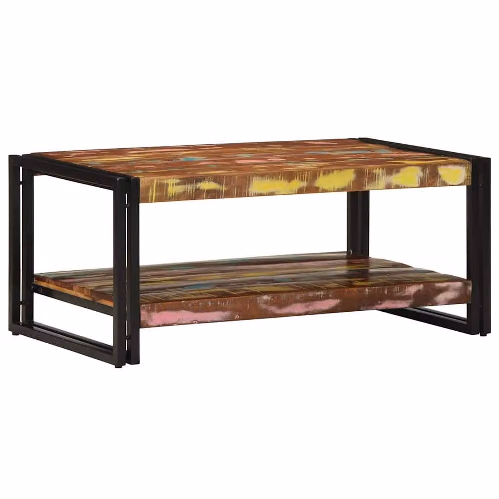Berkfield Home Multicolour Reclaimed Solid Wood Coffee Table, W: 90 cm, D: 50 cm, H: 38 cm – 1